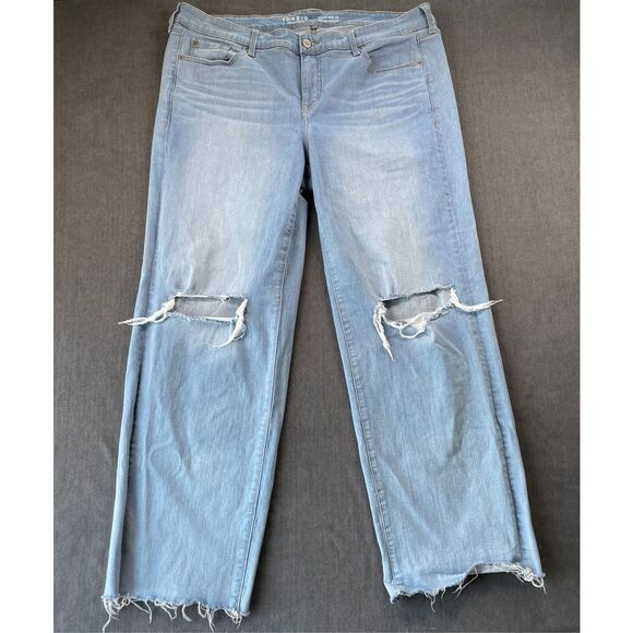 Torrid‎ Wide Leg Distressed Jeans Womens 16 Light Wash Vintage Grunge Raw Hem - Picture 1 of 12